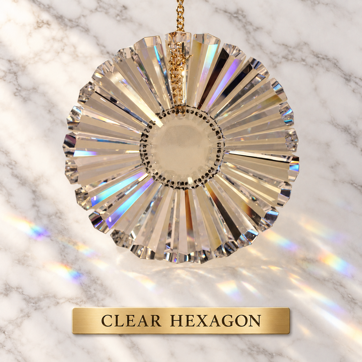 Hexagon Crystal Prism Suncatcher – 25 Asfour Lead-Crystal Prisms